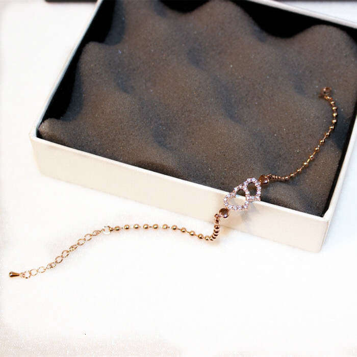 Spring and Summer New Korean Style Fashion Exquisite Zircon Heart-shaped Elegant Gold Bracelet Jewelry S00156