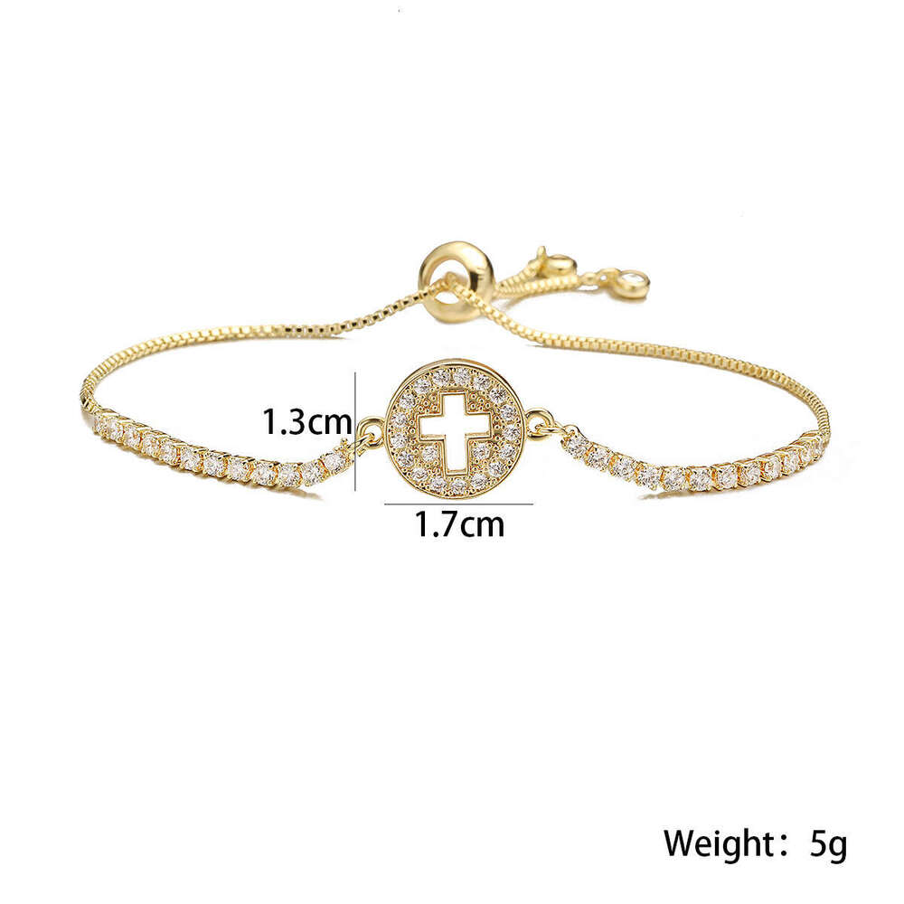 Hot-Sell Designer Niche Light Copper Gold-Plated Zircon for Women Cross Bracelet INS Simple Jewelry High-End