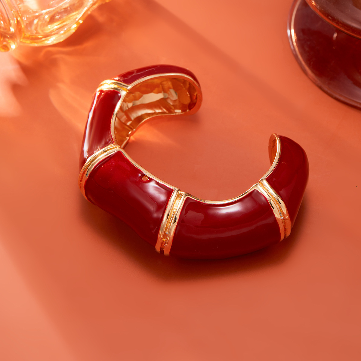 Jewelry Enamel Drip Oil Open Light Wave Bamboo Section Layered Alloy Bracelet for Women ddmymoon