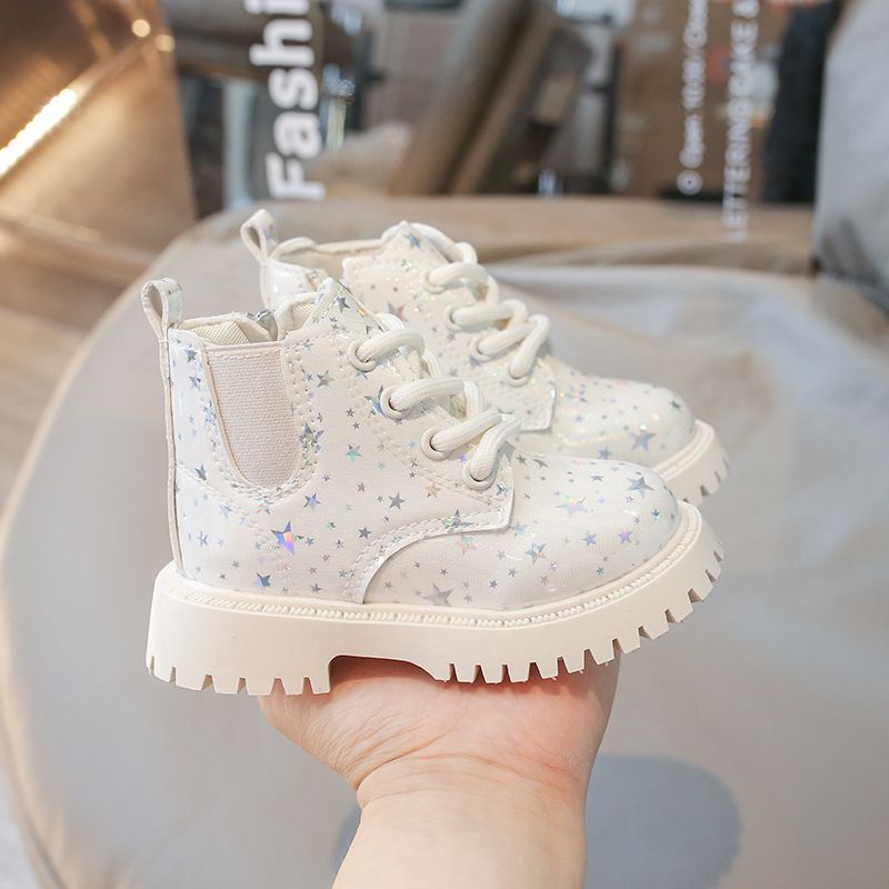 Kids Short Boots Girls Shoes New 2025 Spring Winter Soft Leather Children Boots Fashion Shiny Toddler Kids Ankle Boots Size US5.5C-US12.5C