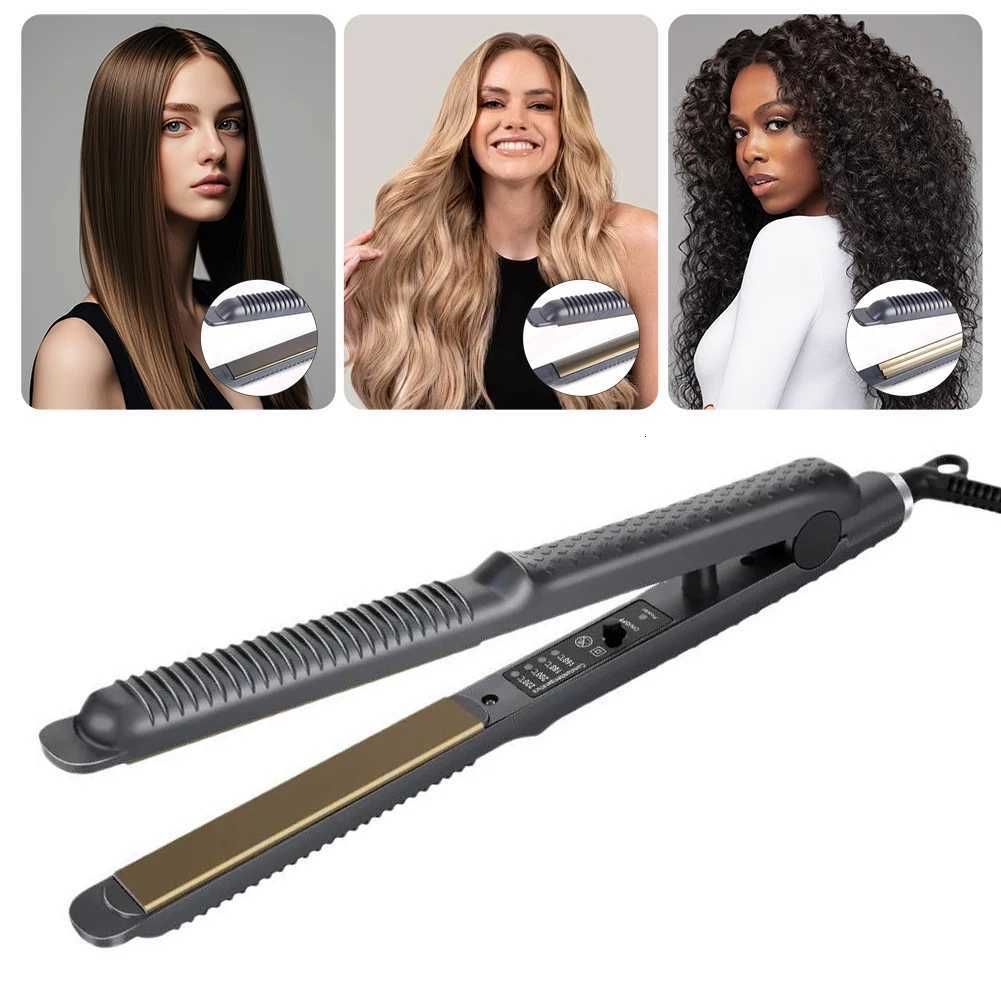 220V US/EU/UK Plug 2-in-1 Hair Straightener Curler Mini Flat Iron for Bangs Portable Wavy Curls Instant Heat Curl Ends Hair Tool W250814