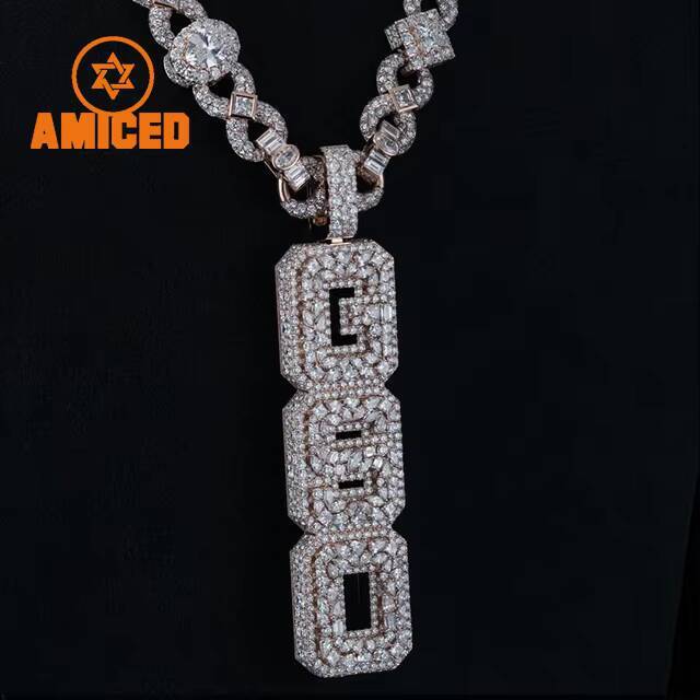 No.1 Jewelry Gold Plate Iced Out Hip Hop Moissanite Custom Name Letter Necklace Chain Pendant