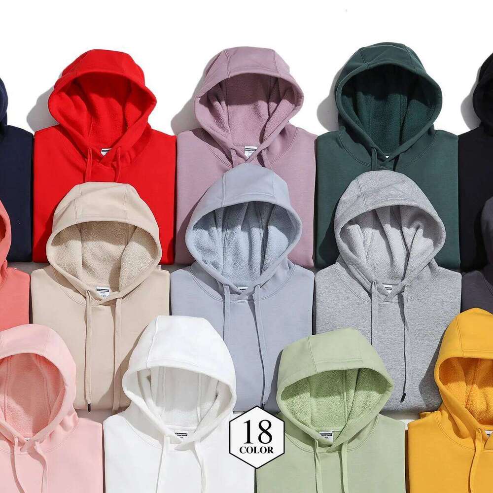 Spring Autumn Base Hooded Hoodies Men Thick 360G Fabric Polar Fleece Solid Basic Loose Sweatshirts Quality Women Pullovers Tops
