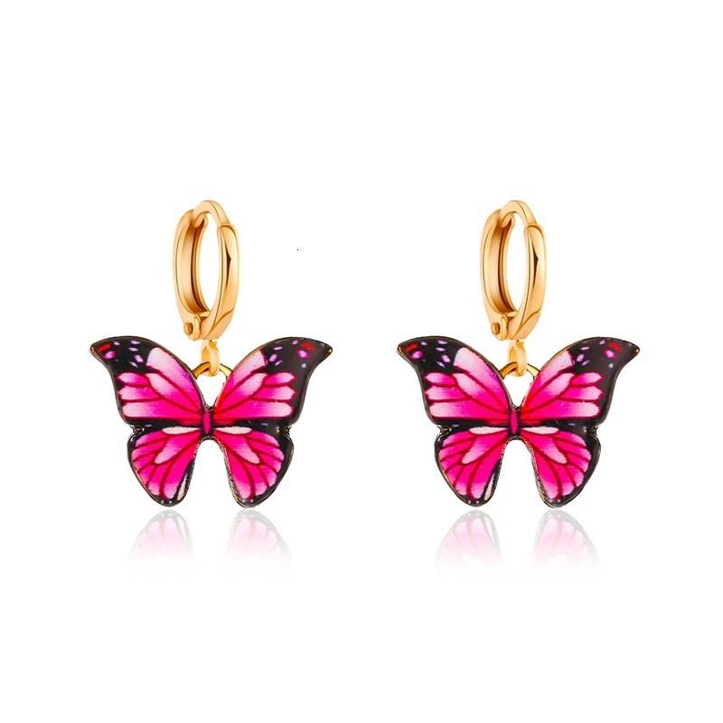 New Colorful Earrings Ins Internet Celebrity Temperament Dreamy Butterfly Buckle Ear Jewelry