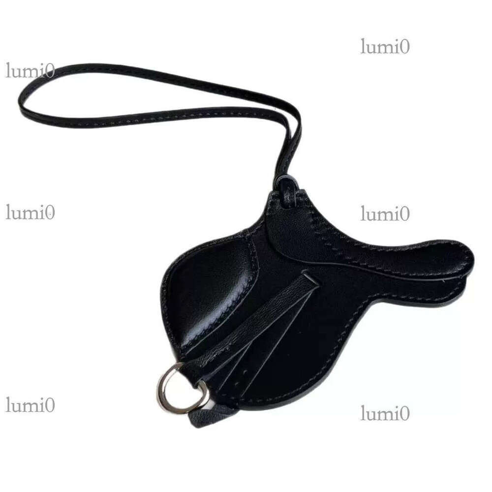 H Brand Lambskin Saddle Pendant Genuine Leather Bag Charm Handmade Accessory