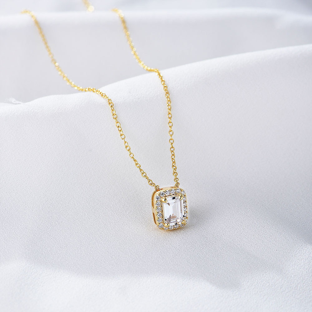 Minimalist Fashion Zircon Sterling Sier Necklace for Women, Niche Design Square Pendant, Unique Collarbone Chain Jewelry for Women