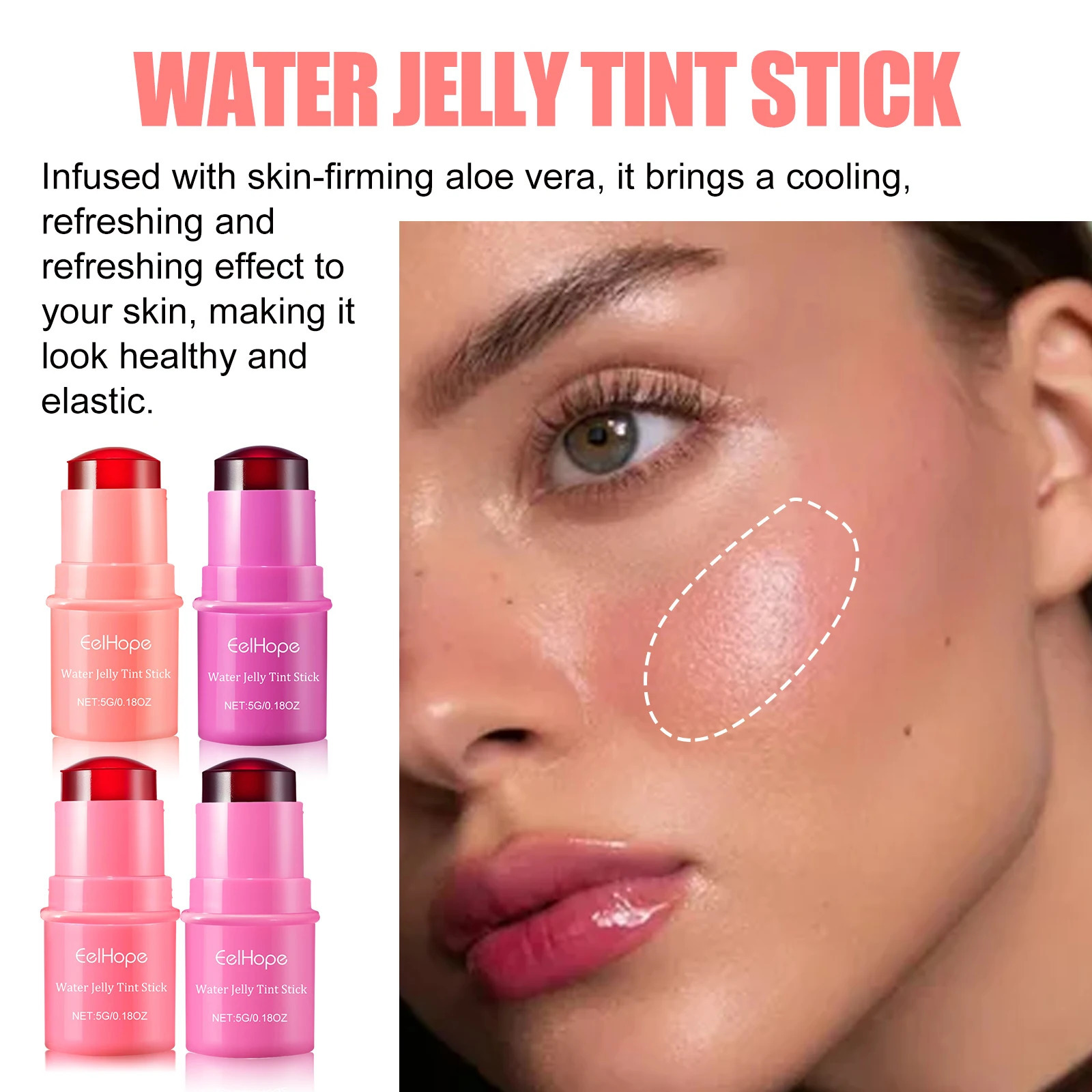 EELHOPE Water Jelly Tint Stick Lasting Waterproof Sweatproof Facial Makeup Lip Gloss Face Blusher Stick 250813