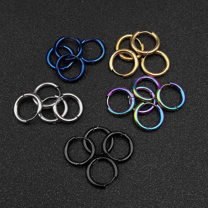 10pcs/lot Stainless Steel Hoop Earrings 2.5mm 2.0mm Thick for Men Women Blue Black Gold Colorful Round Circle Earring Wholesale XJ250814