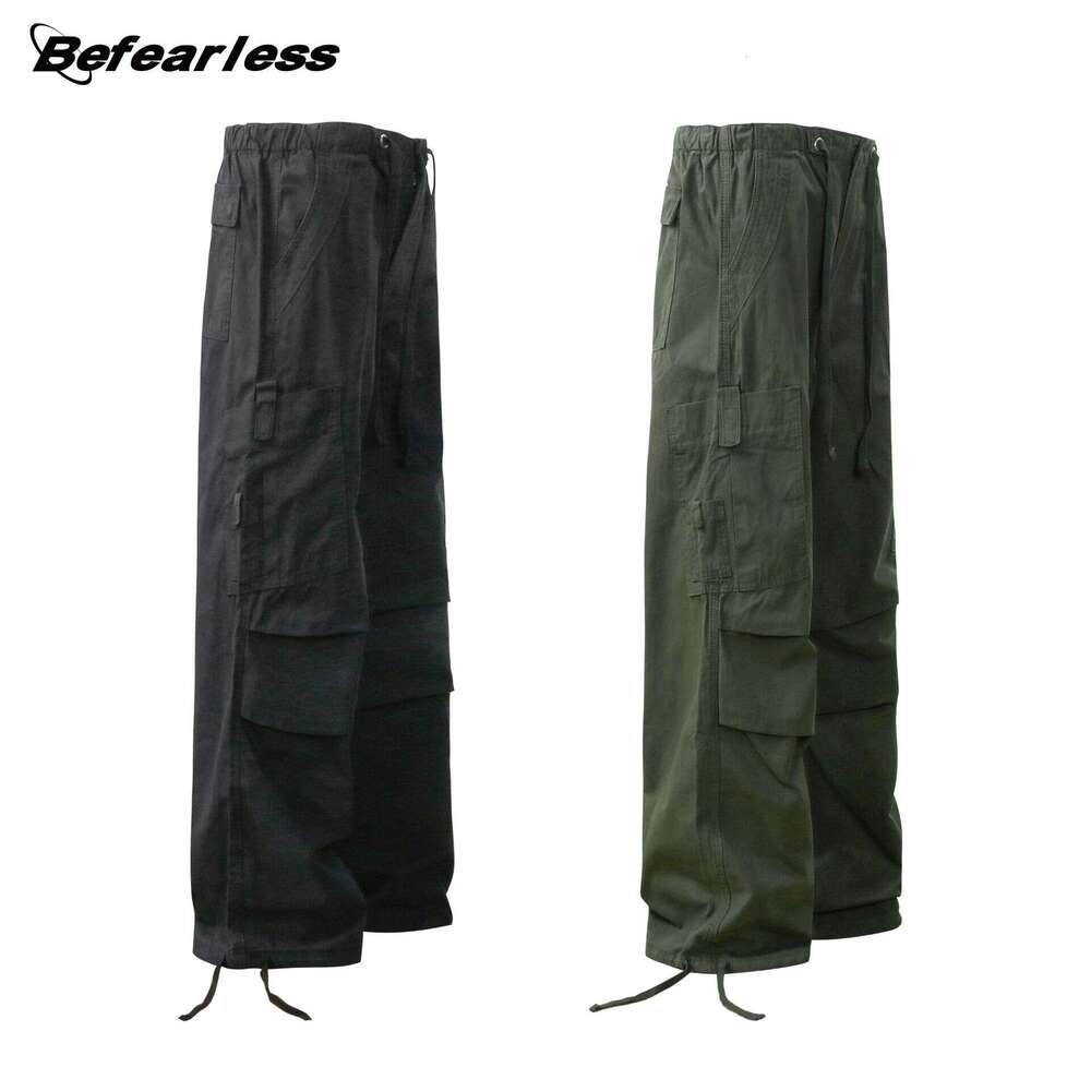 Minimalist Draped Paratrooper Cargo Unisex American Style Multi-Pocket Thickened Casual Long Pants Trendy B5