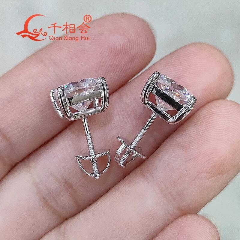 S925 Silver Cushion Shape 3ct Moissanite D VVS Womens Ear Stud Wedding Jewelry Gift Earring for Dating