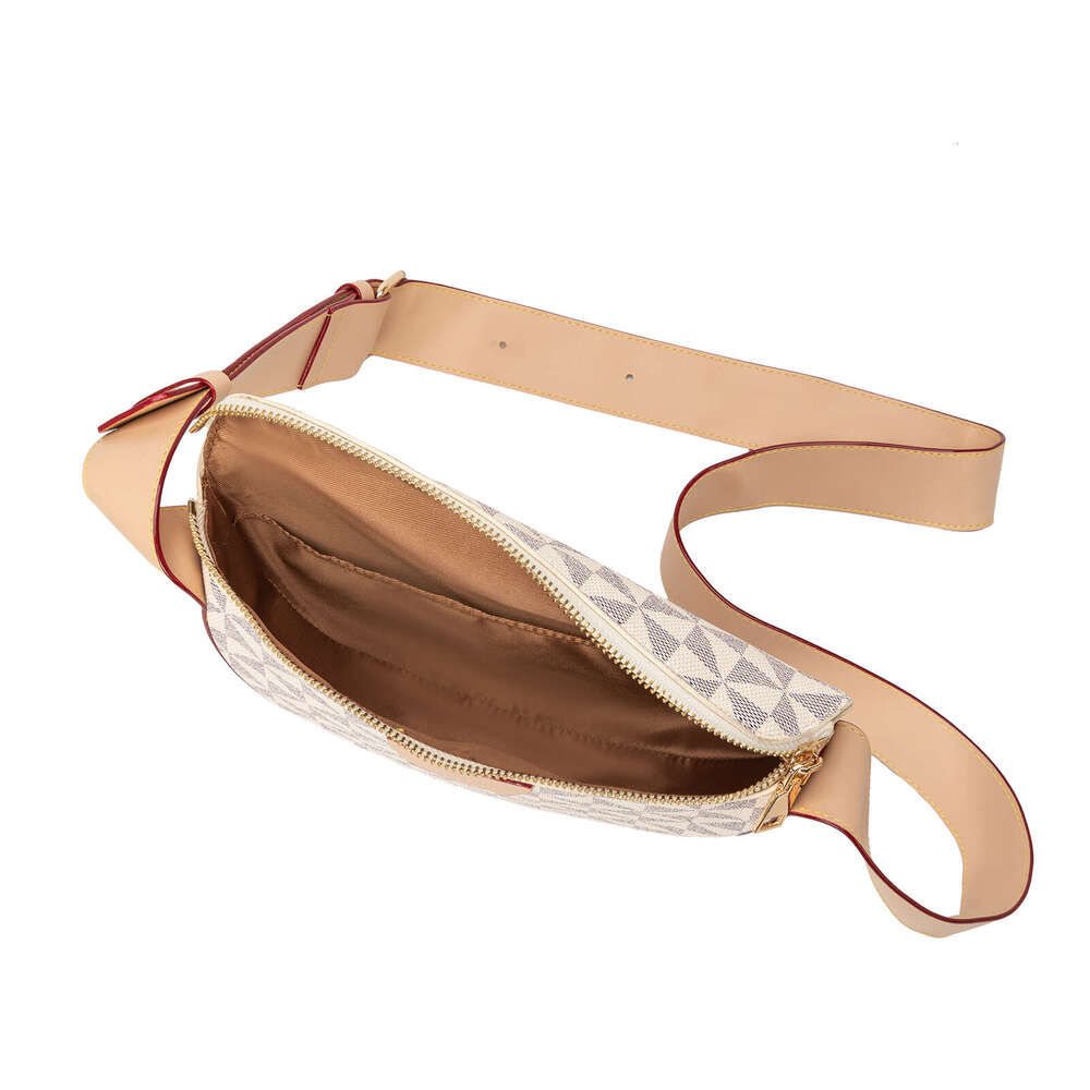 Lacel Urwebin Women's Geometric Triangle Pattern Fanny Pack Large Capacity Multi - Pocket Adjustable Strap Stylish Waist Bag for Daily Travel Spo