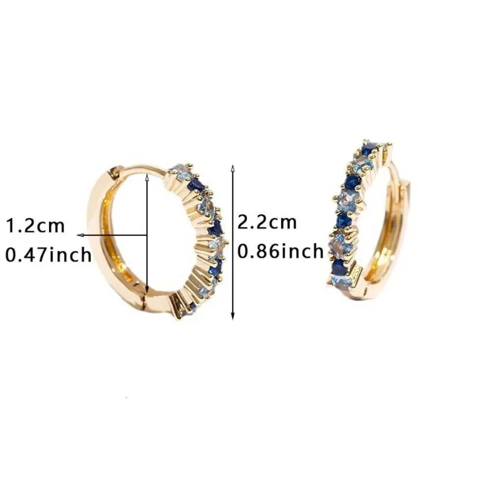 Luxury Fashion Inlay Square Blue Zircon Ear Buckle Stainless Steel Hoop Earrings for Women Charm Korean Jewelry Gifts Accessories XJ250814