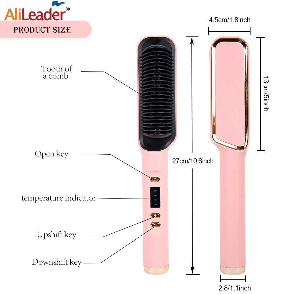 Alileader Straightener Brush Smooth Frizz 30 S Fast Heating 60 Min Auto-Off Women Hairstyle Tools Suitable Long/Thick/Wigs Hair W250814
