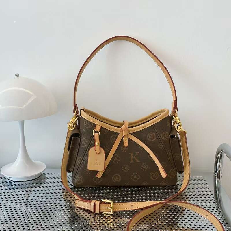 DHessentials Stylish Tote Bag for Women - Fashionable PVC Shoulder Bag with Check Print, Spacious Crossbody Purse (Brown/Beige)