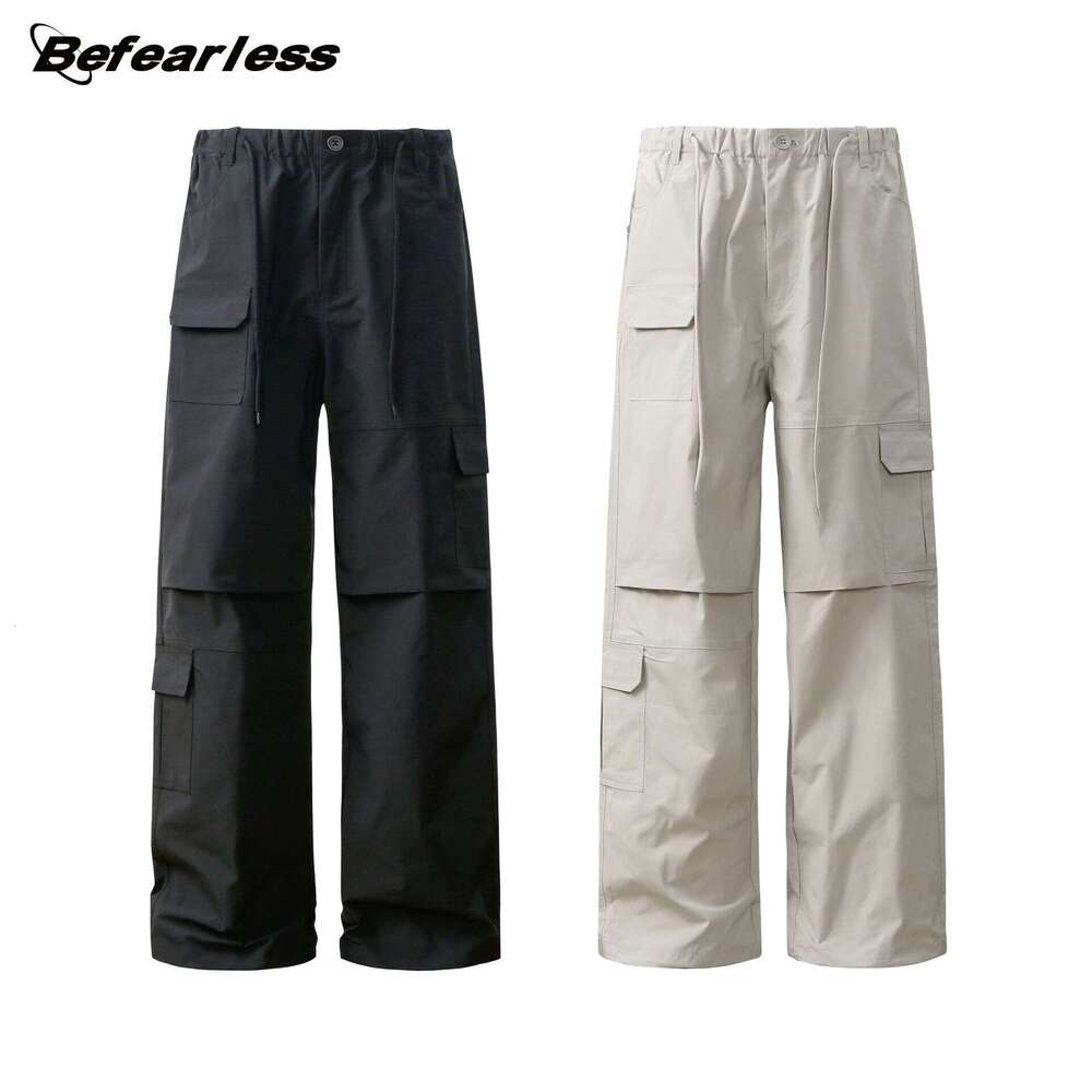 American Style Multi-Pocket Straight-Leg Cargo Trendy Brand Unisex Loose Fit Versatile Wide-Leg Draped Paratrooper Casual Long Pants B5