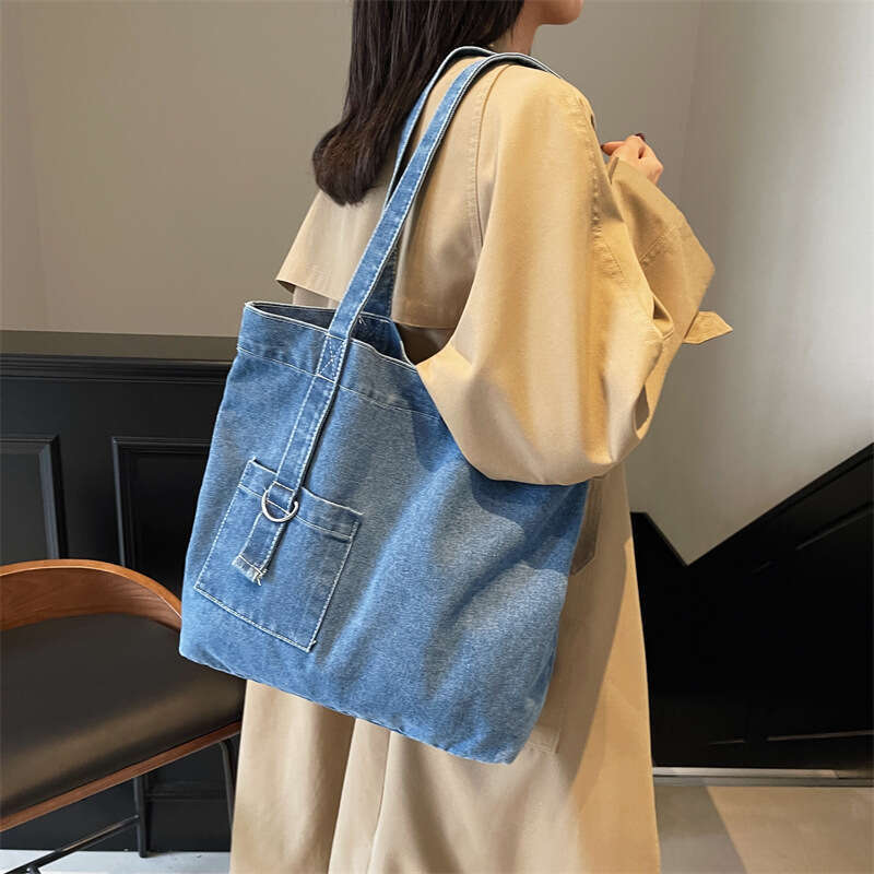 Denim Tote Bags Designer Women for Women New Large Capacity Shopping Shoulder Bag Simple Versatile Artistic Handbag