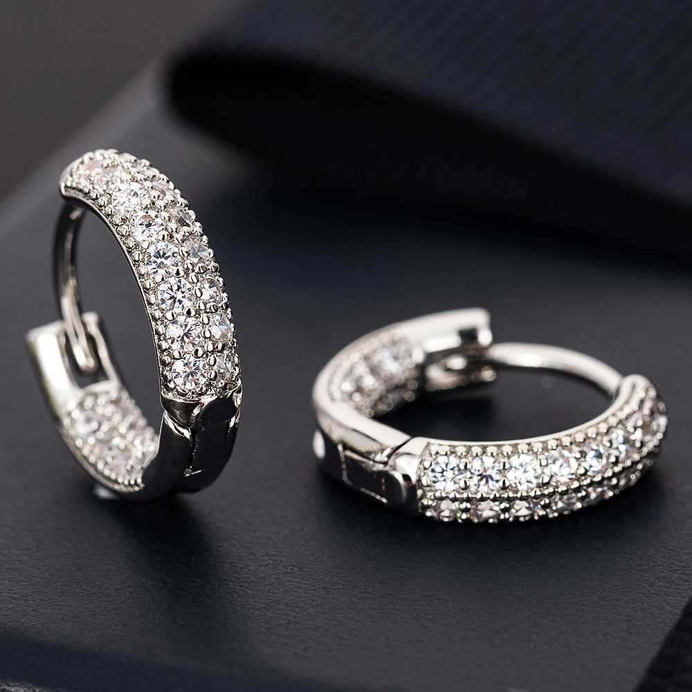 Hot Sale Small Circle Hoop Earrings For Women Rose Gold CZ Zirconia Round Ear Piercing Jewelry Gifts Earrings Jewelry XJ250814