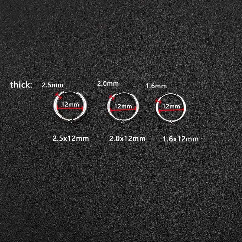 10pcs/lot Stainless Steel Hoop Earrings 2.5mm 2.0mm Thick for Men Women Blue Black Gold Colorful Round Circle Earring Wholesale XJ250814