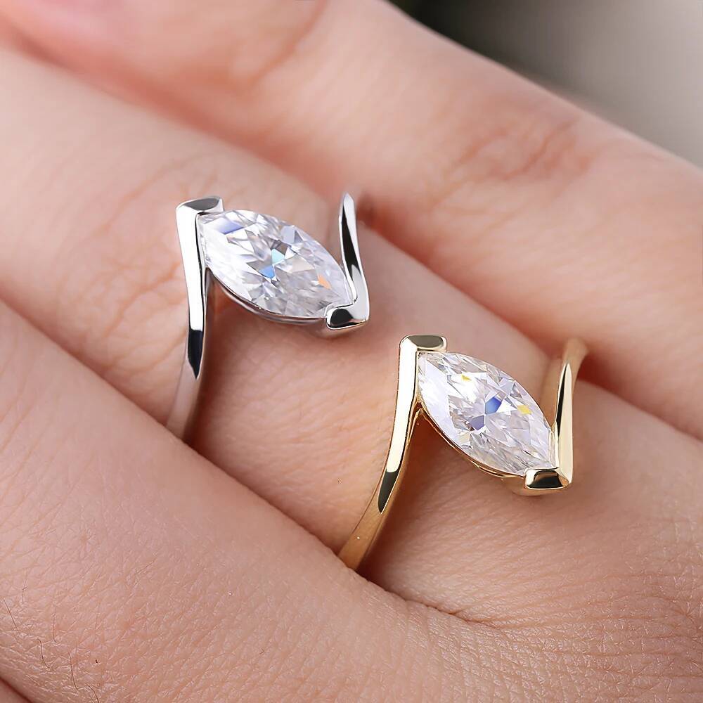 NKHOG 1CT Marquise Cut Moissanite Rings 925 Sterling Silver Wedding Diamond Band For Women Gift 18K Plated Jewelry GRA Certified