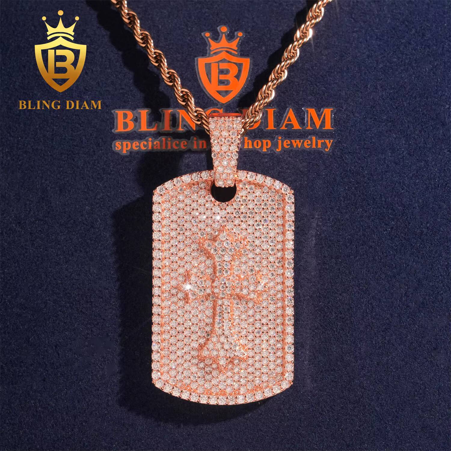 Hip Hop Jewelry Tag Pendant Fully Iced Out Moissanite Diamond Pendant 925 Soild Silver Ready to Ship