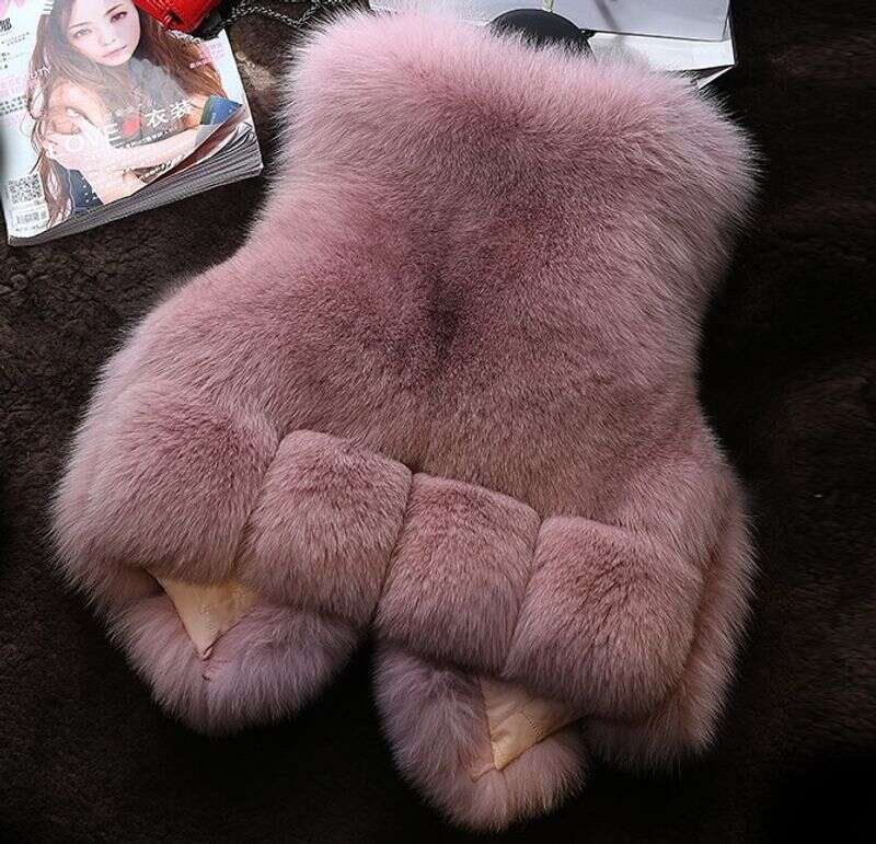 Female Waistcoat Faux Fox Fur Foat Winter Jackets Thickened Gilet Warm Sleeveless Outerwear Top Women Fur Vest