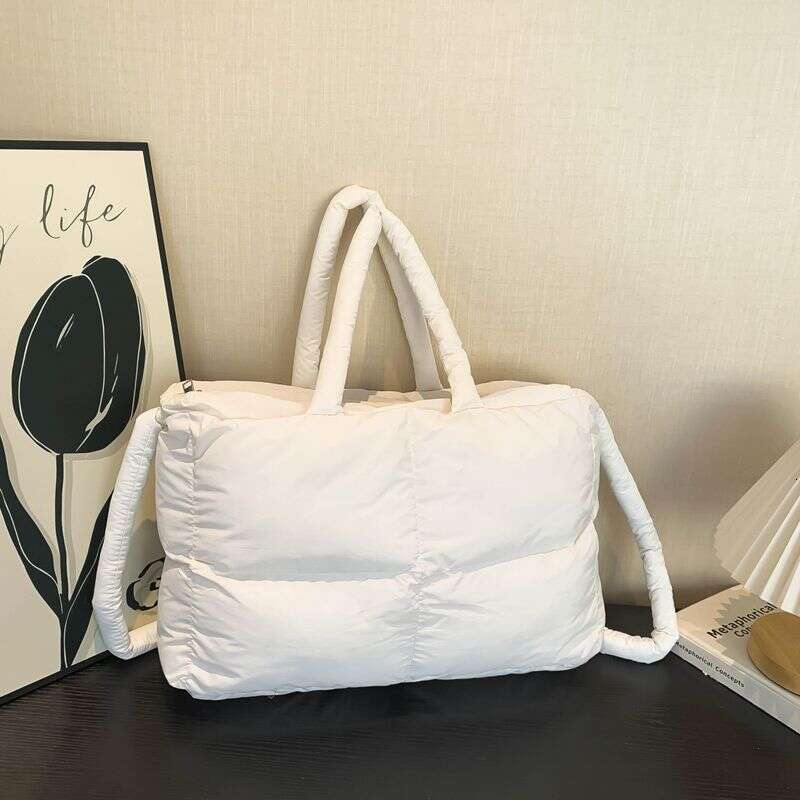 Portable, soft, simple down ba, lare capacity sinle shoulder crossbody handba, dia rid puff commuter storae