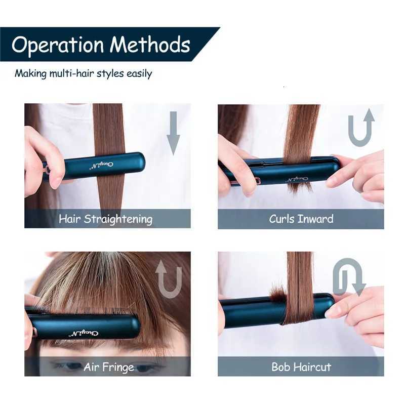 Mini Professional 2 in 1 Portable Hair Curler Hair Straightener Flat Iron Hairs Straightening Corrugated Iron Styling Tools 48 W250814