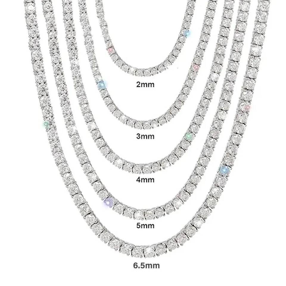 TY GRA Certified Moissanite Tennis Necklace 2/3/4/5/6.5mm Solid 925 Sterling Silver Diamond Tennis Necklaces for Women Man