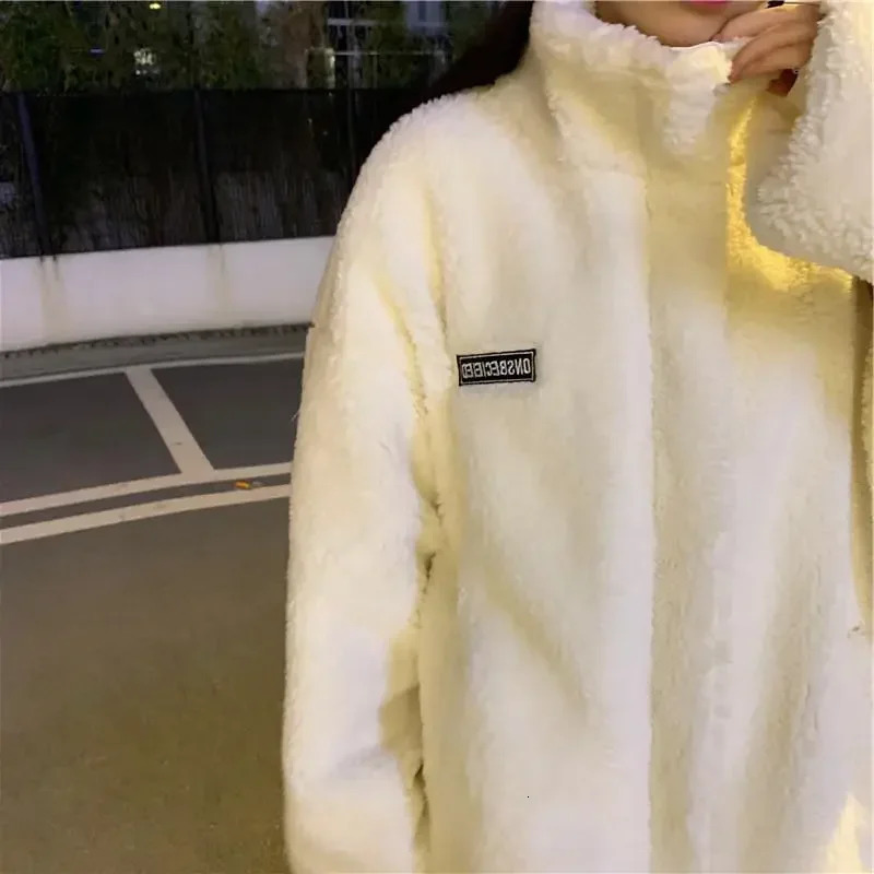 Autumn Winter Womens Jacket Lamb Fleece Plush Oversize Loose Couple Warm Hooded Ropa Mujer Sudaderas Y2k Coat Jackets 250813