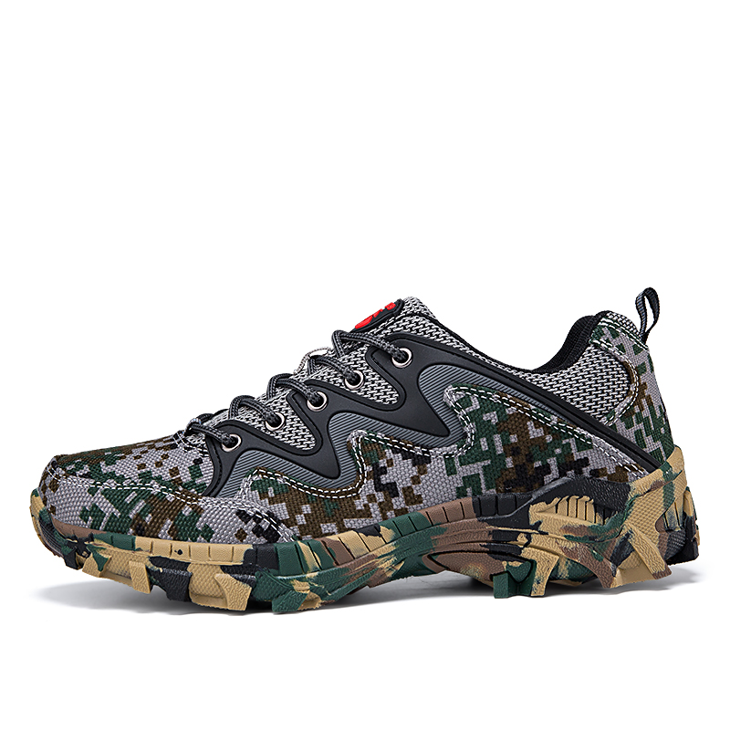2025 New mountaineering for men, anti-skid and wear-resistant military camouflage outdoor cross-country breathable mesh hiking work shoes