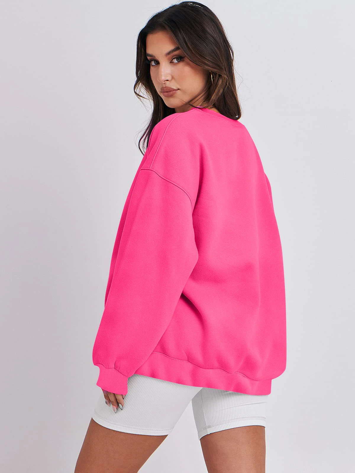 Cross Border European and American womens Oversized Loose Fitting Sweatshirt Long Sleeved Round Neck Pullover Top 250813