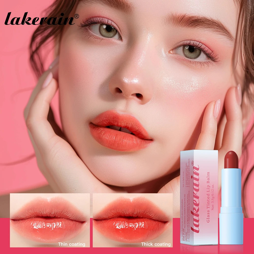 Glass Tinted Lip Balm Light Cherry Red Orange Glow Vegetarian Lip Balm With Bright Clear Color Korea Lip Cosmetics 250813