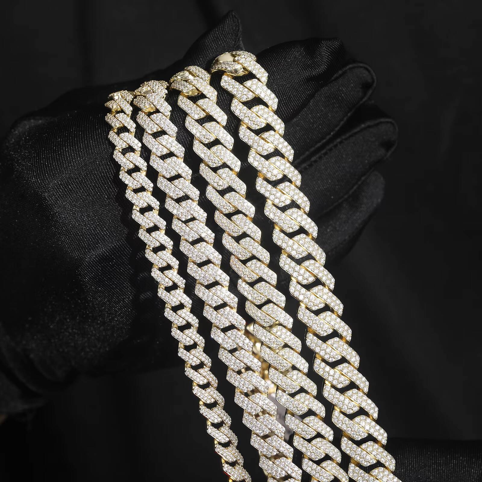 Young Boy Hip Hop Jewelry Wholesale 8mm-14mm 14K Gold 925 Silver 2 Row VVS Moissanite Diamond Iced Out Cuban Link Chain Necklace