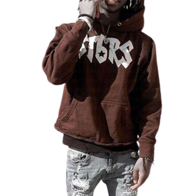 Street Hip-Hop Gothic Punk Style Hoodie with Number and Letter Print Pullover Sweatshirt