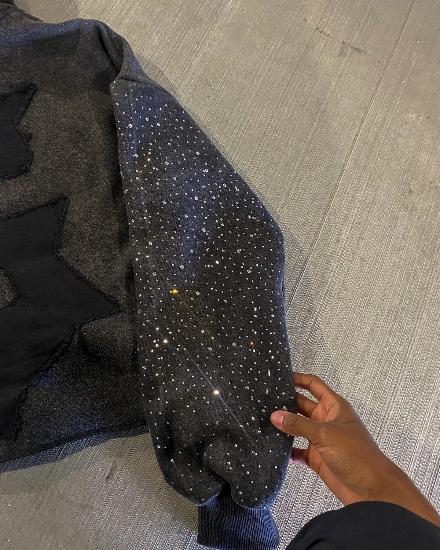 American Vintage Letter Patchwork Gothic Zipper Hoodie Black Loose Klein Stone Embroidery Hoodies Punk Grunge Coat Men Clothing 250813