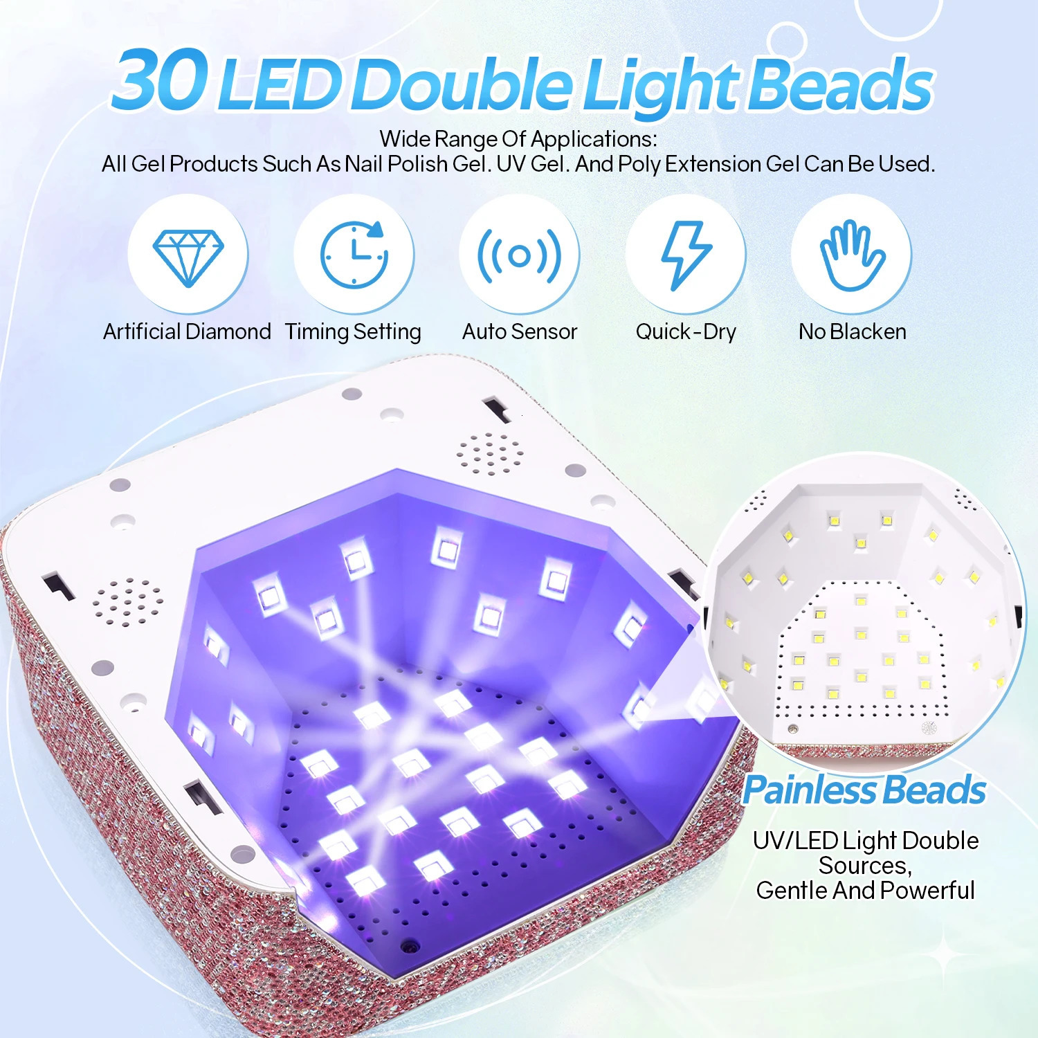 Rechargeable 72W UV LED Nail Lamp For Nails 30LEDS Wireless Gel Polish Curing Lamp With Large Screen Professional Nail Equipment 250807