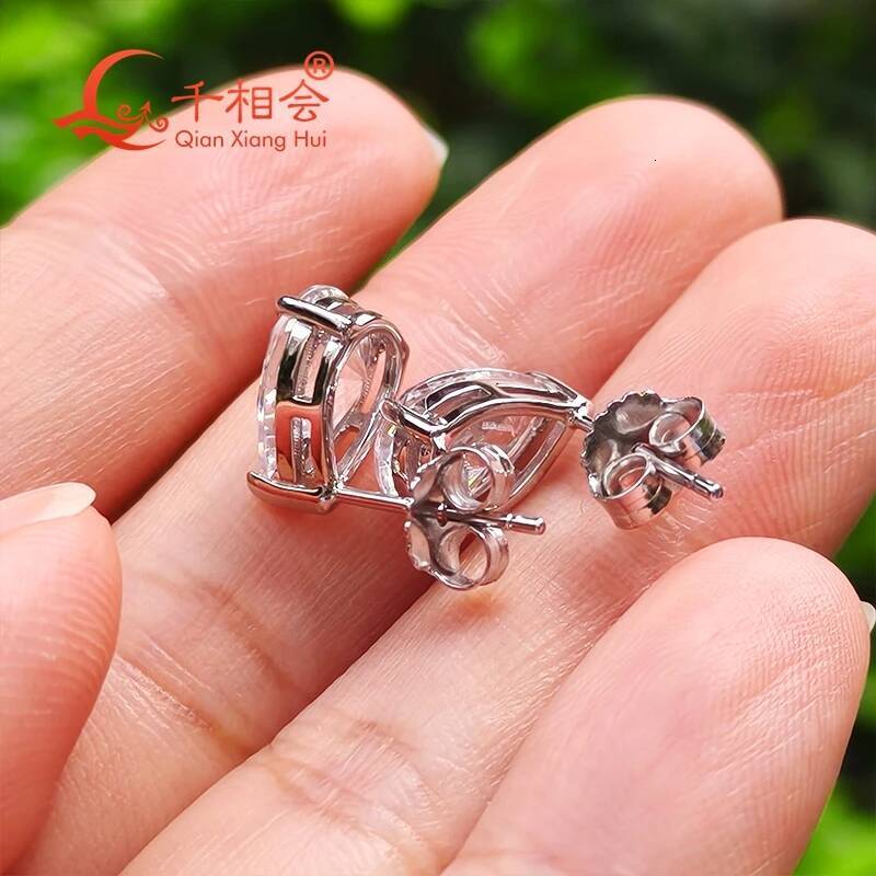 2ct Pear Shape Moissanite Ear Stud 7x10mm 925 Silver White D VVS Womens Wedding Date Gift Earring