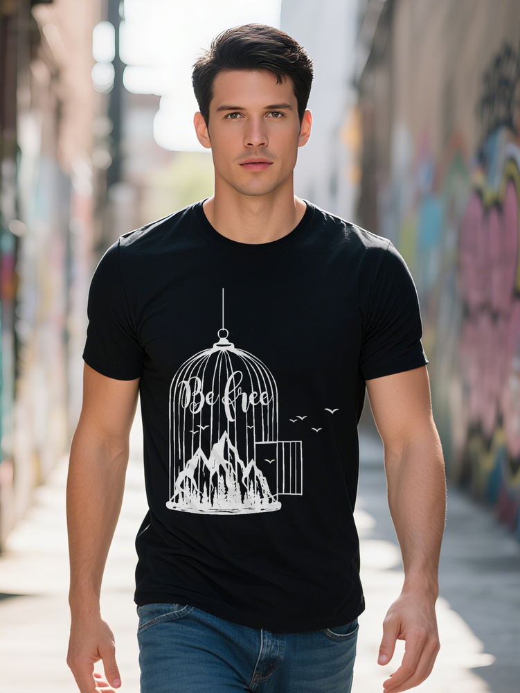 Casual Round Neck T-Shirt Print Design Men's Top a Gift for Men 796a4