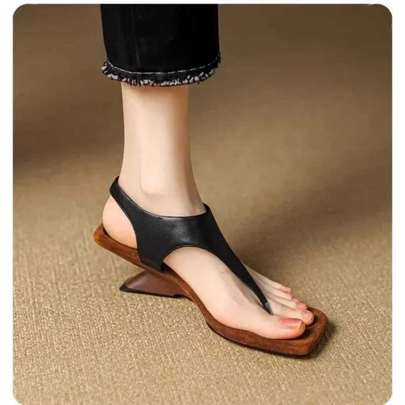 Square Toe Peep Toe Heterotypic Heel Buckle Strap Womens Sandals Shoes for Women 2025 New Summer Novelty Mature Daily Sandals W250814
