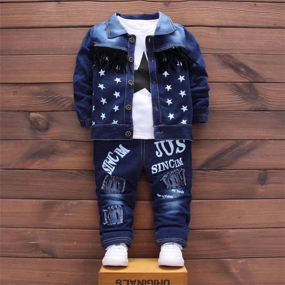 Baby Boy Clothes Childrens Spring Denim Set Fashion Trend Clothes Casual Suit Jacket Top Pants 3 Piece Set 250813