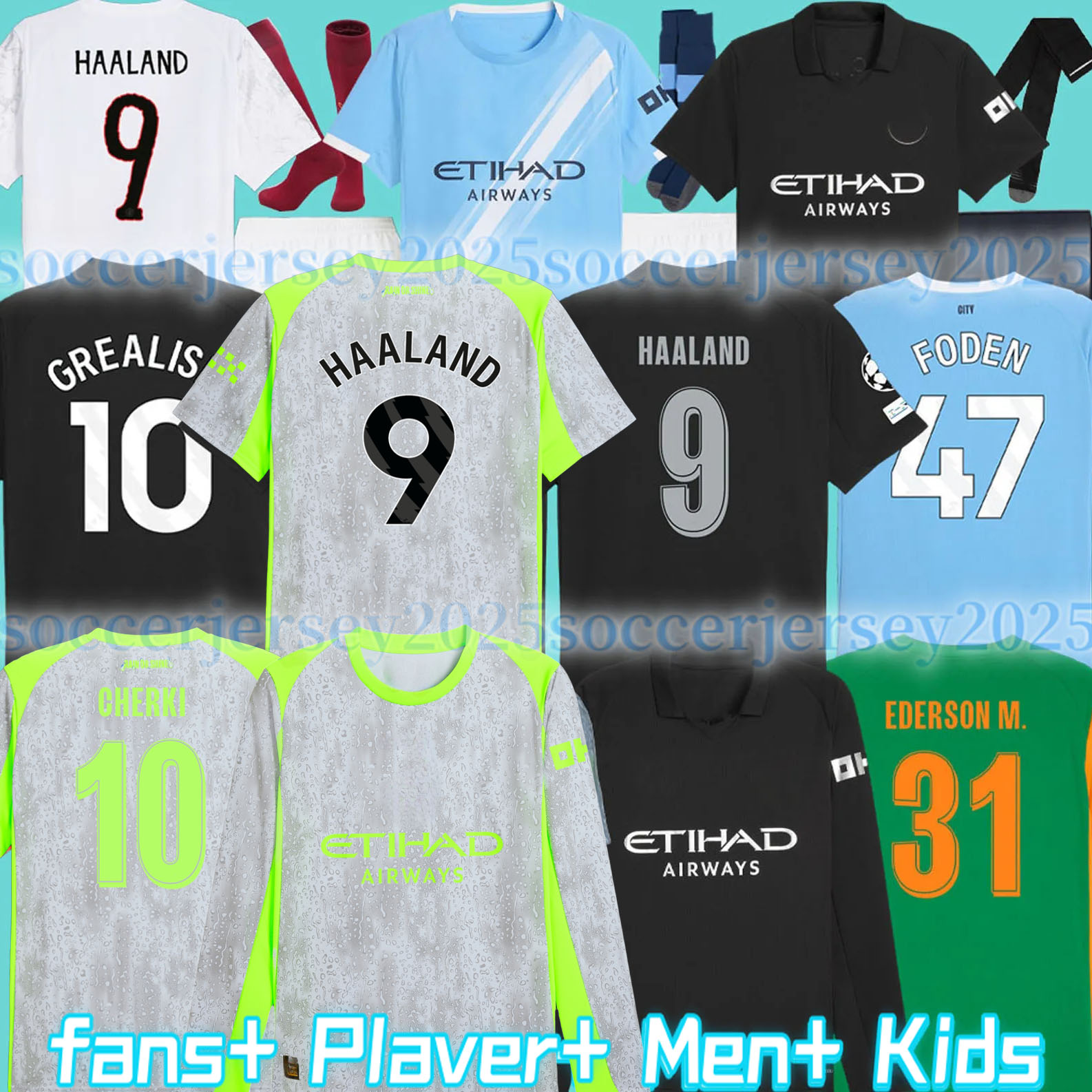 2025 Collection Kits 2025 Fourth Soccer Jerseys FODEN DE BRUYNE HAALAND DOKU Blue Moon GREALISH MAN cities 4th football shirt 25 26 kit Kids CITY shirts 4XL
