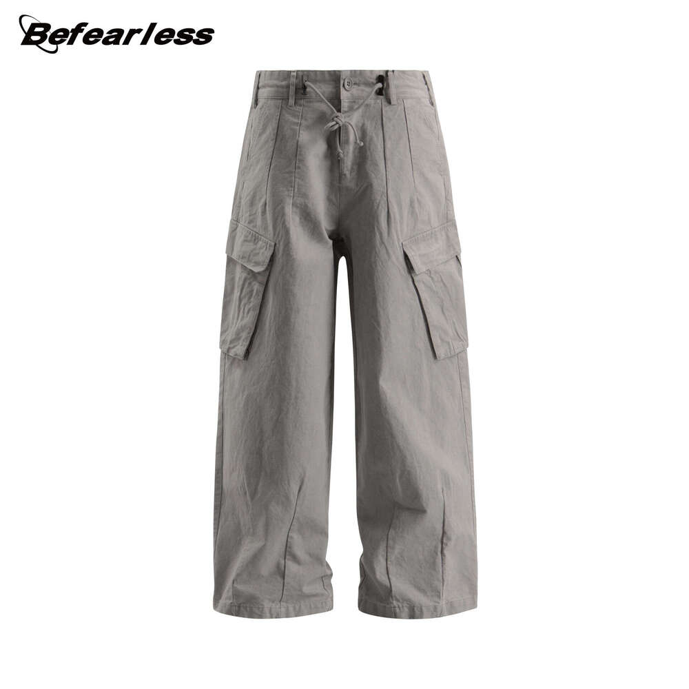 American Style Washed Vintage Work Unisex Trendy Loose Straight Wide Leg Casual Pants B5