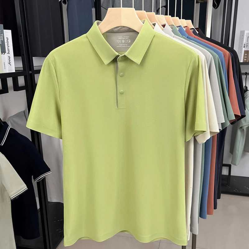 2025 Mens Polo Shirt Contrast Collar 7A Antibacterial UPF50+ UV Instant Cooling Seamless Business Office WearXJ250804
