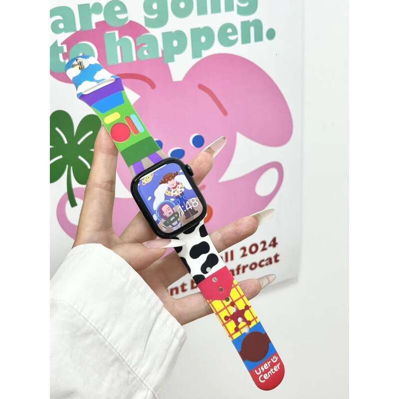 Printed Silicone Suitable for Apple iWatch9 Watch Band S8 Niche SE56