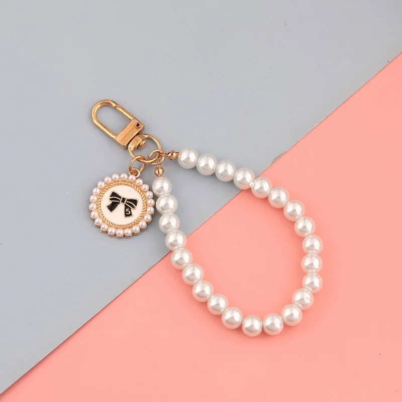 1PC Cute Shell Heart Bow Pearl Beads Chain Pendant Phone Keychain Bag Key 250811