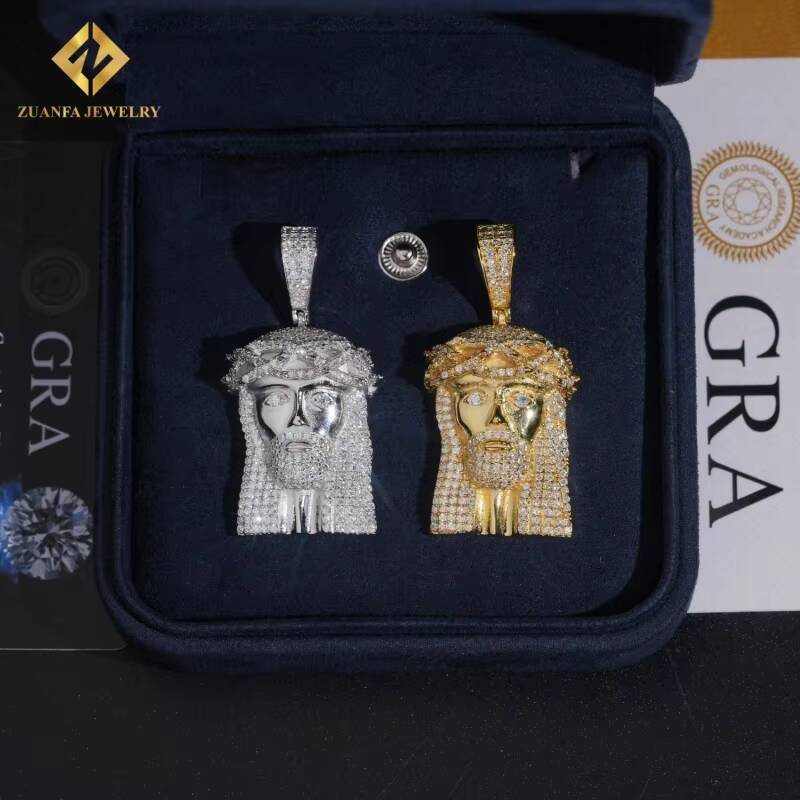 Hot Sale Custom GRA Certificate 925 Silver Jewelry Hip Hop Ice Out Diamond VVS Mossanite Jesus Pendant