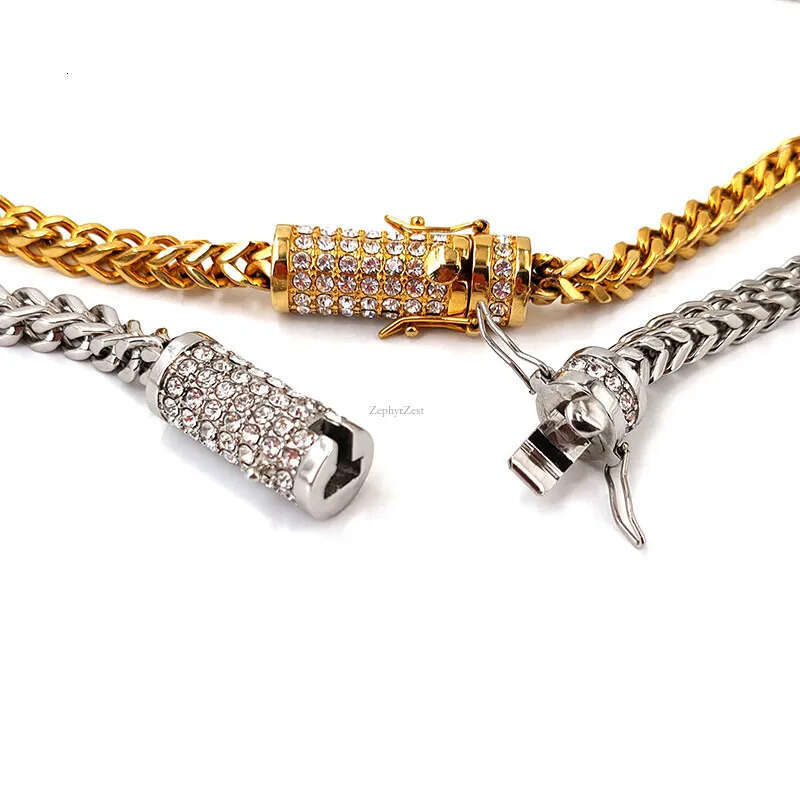 cuban link chains necklaces designer necklace for men Circular buckle wih dia sainless seel non arnish plaed gold chain 6mm wide hip hop rapper jewelr