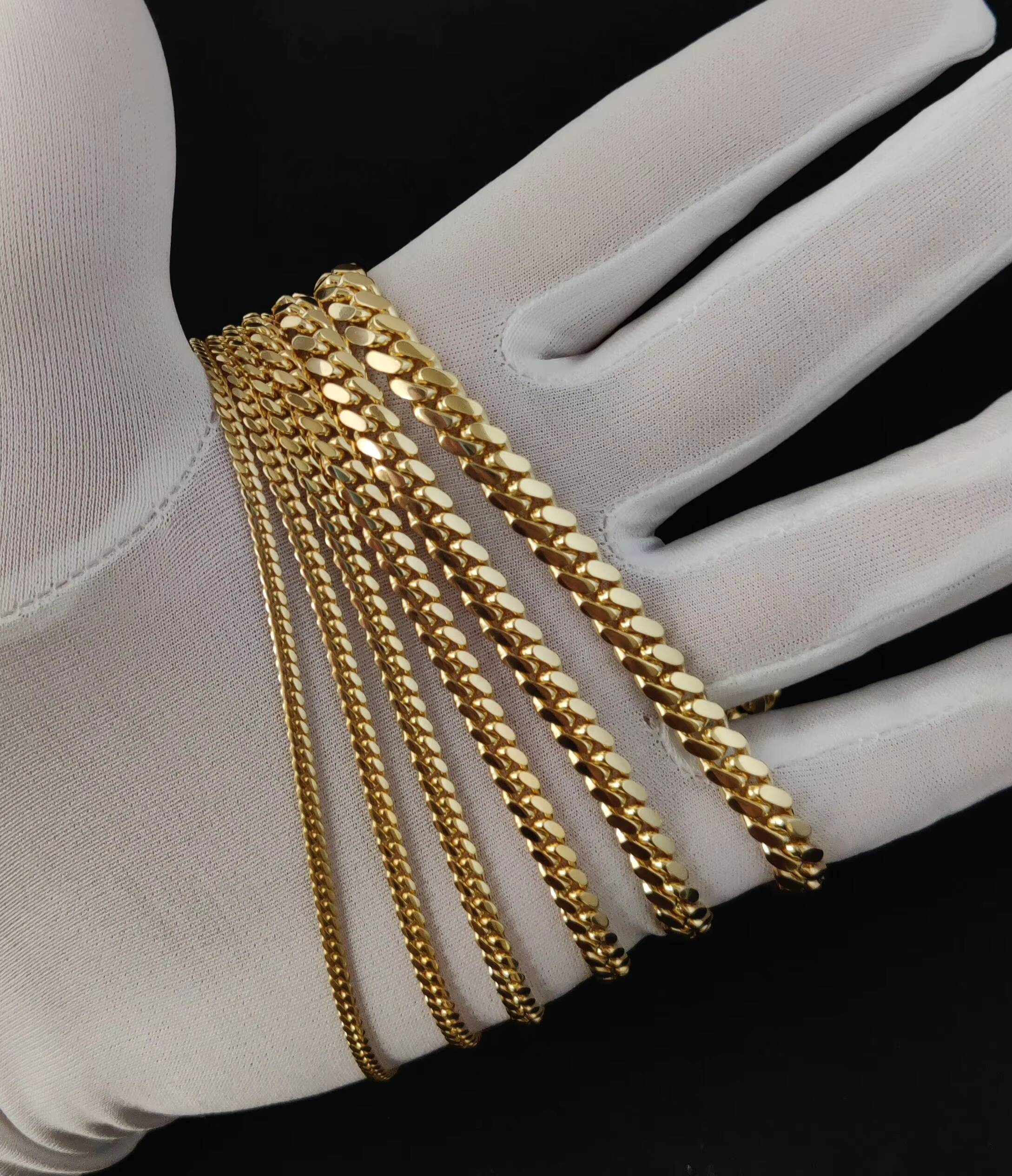 Fine Jewelry Necklaces Custom18k 14k Gold Filled 925 Sterling Silver Hiphop Chain Miani Cuban Link Chain for Men Women