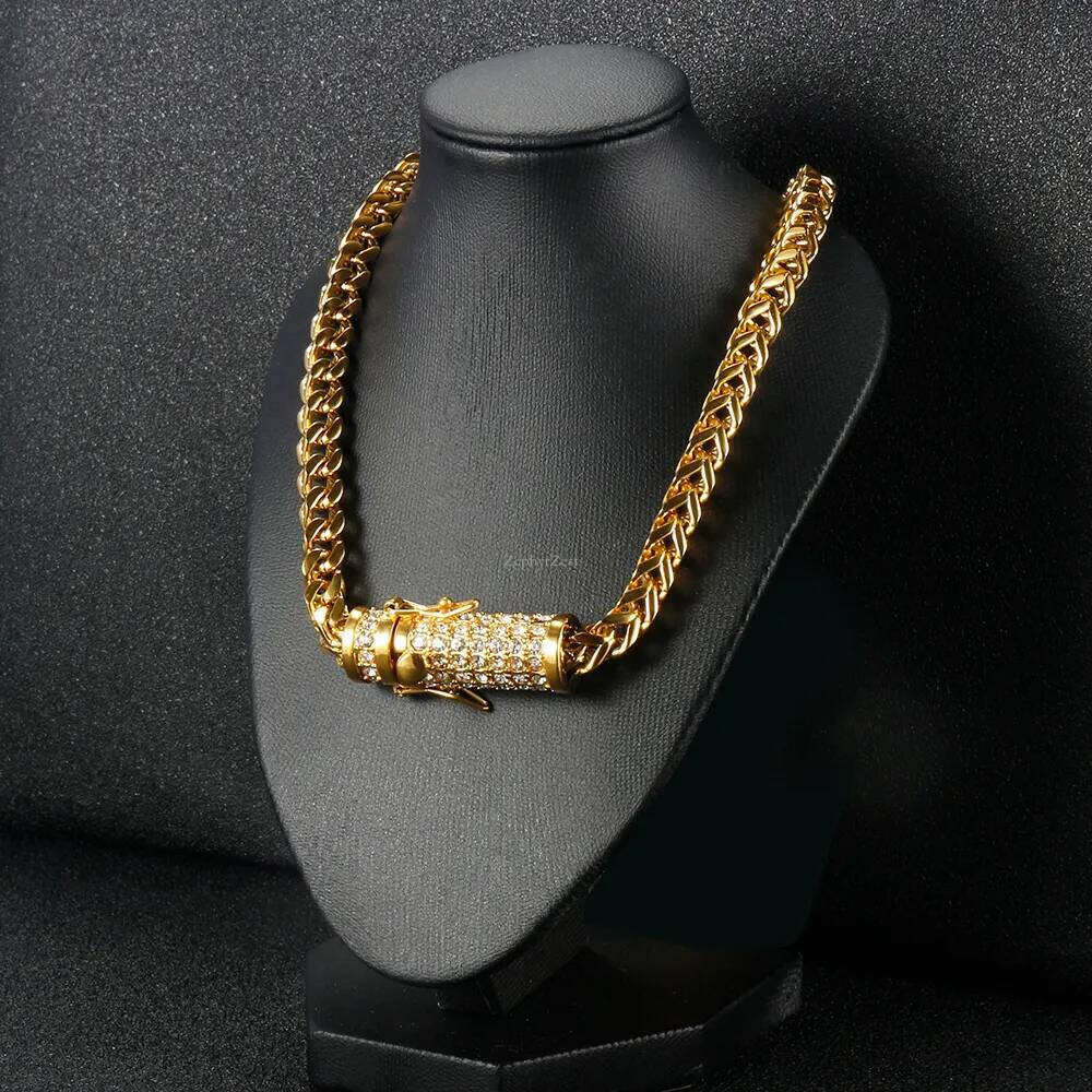 cuban link chains necklaces designer necklace for men Circular buckle wih dia sainless seel non arnish plaed gold chain 6mm wide hip hop rapper jewelr