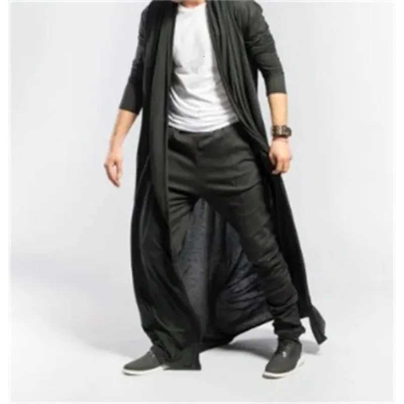 European and American Spring and Autumn Thin Mens Mature Long Slim Long Trench Coat Casual Fashion Solid Color Mens Top W250815